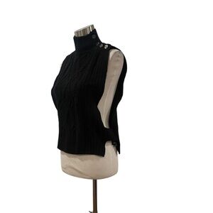 NWOT Black Dolce Vita merino wools cabled cut out side vest sweater XS S